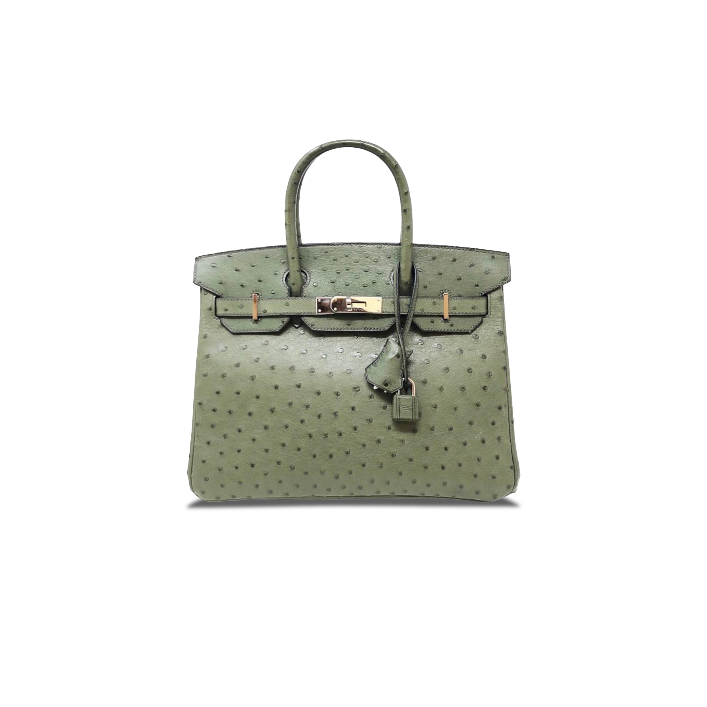 H**mes master birkin 30 ostrich leather dark green gold buckle h041933ck81 (30*22*16cm)